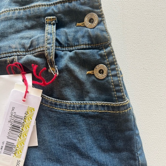 NWT Fiorucci Blue Denim Overalls Shorts Size 26/40 Italian (D3) - Picture 3 of 6